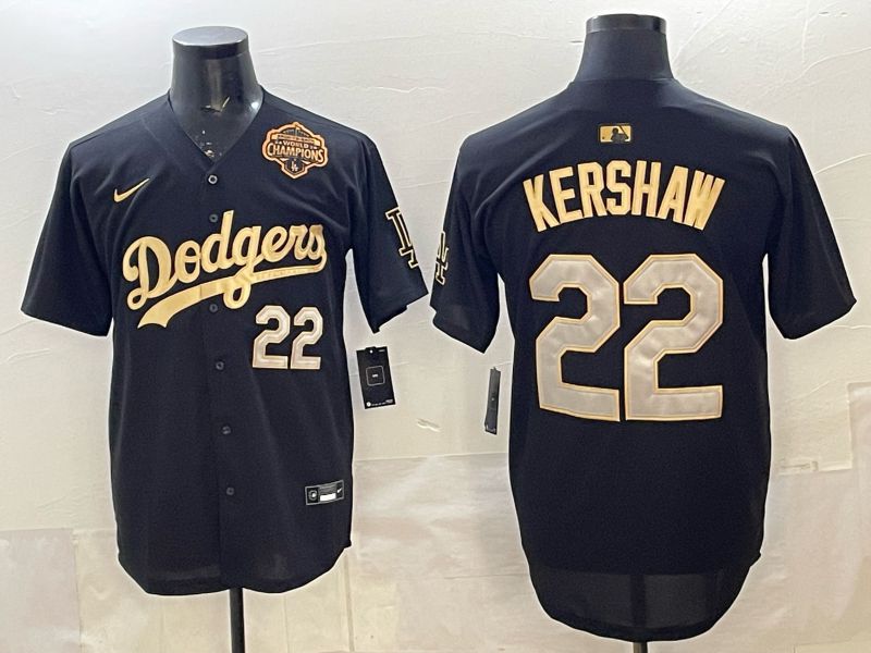 Men Los Angeles Dodgers #22 Kershaw Black Gold Game 2026 Nike MLB Jersey 007->los angeles dodgers->MLB Jersey